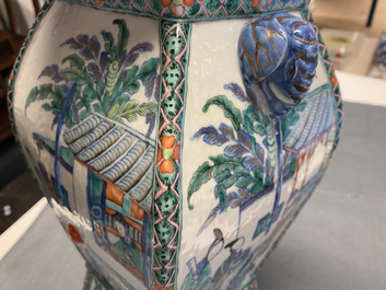 A Chinese doucai vase with elephant handles, Qianlong/Jiaqing